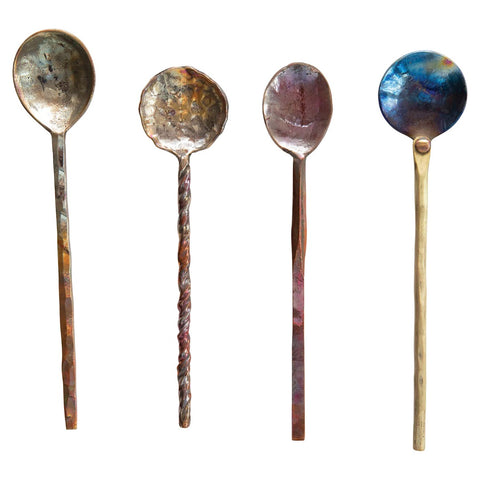 SET OF 4 COPPER SPOONS