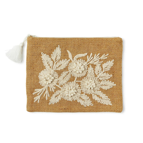 WHITE FLORAL POUCH