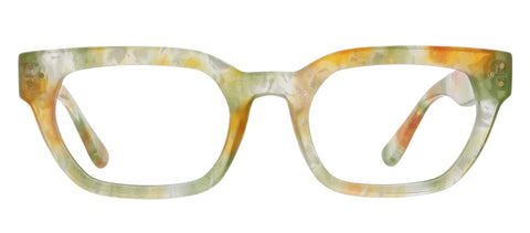 GREEN AND ORANGE READING GLASSES