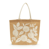WHITE FLORAL TOTE BAG