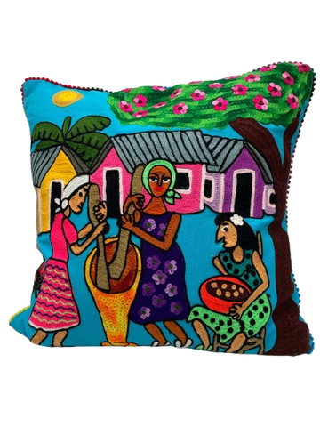 COJÍN CAFÉ AZUL