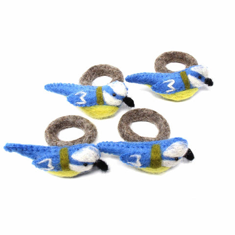 BLUE BIRDS NAPKIN RINGS SET OF 4