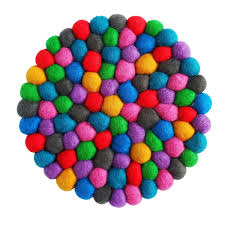 KALEIDOSCOPE FELT BALL COASTERS SET OF 4