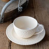 CREAMWARE BASKETWEAVE CUP & SAUCER