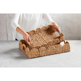 NESTED SCALLOP WOVEN TRAYS SET