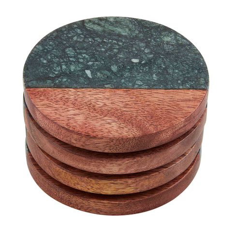 MARBLE AND WOOD COASTERS