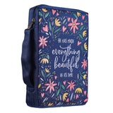 FLORAL NAVY BIBLE COVER