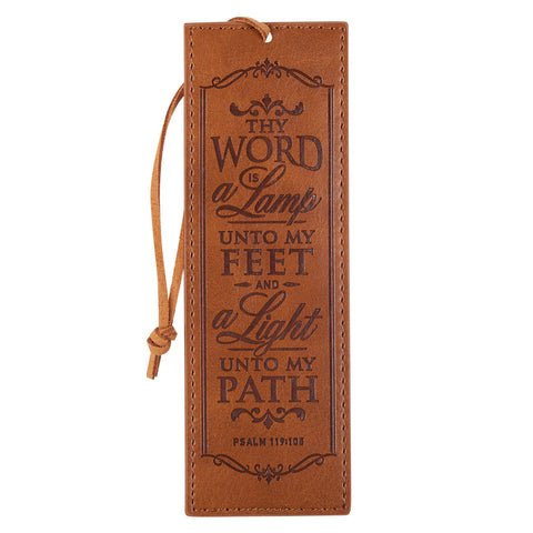 THY WORD IS A LAMP LEATHER BOOKMARK - PSALM 119:105