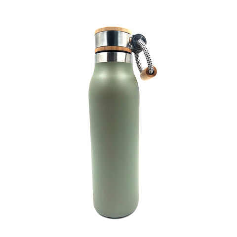 PERSONALIZED STAINLESS BOTTLE WITH ACACIA LID