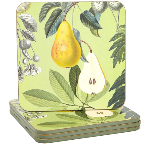 FRUIT AND FLORAL COASTERS SET 4