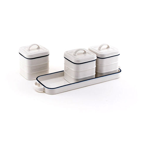 PORCELAIN JARS SET WITH TRAY