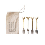 STEEL AND BRASS FORK SET