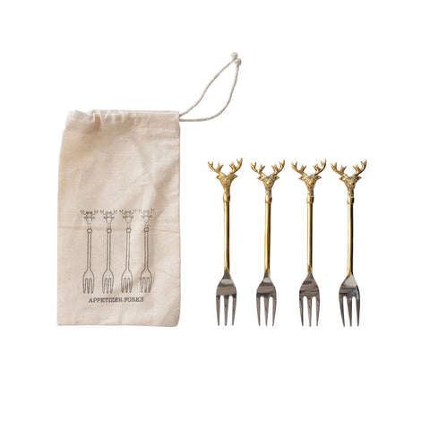 STEEL AND BRASS FORK SET